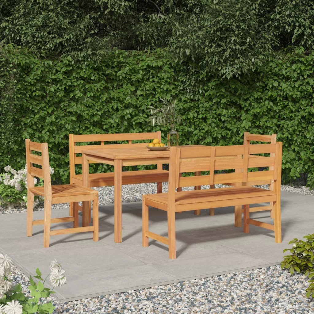 vidaXL VidaXL Garden Dining Set Three-Piece Compact Teak Solid Wood Kiln-Dried Finish For Outdoor Patio - Garden Set