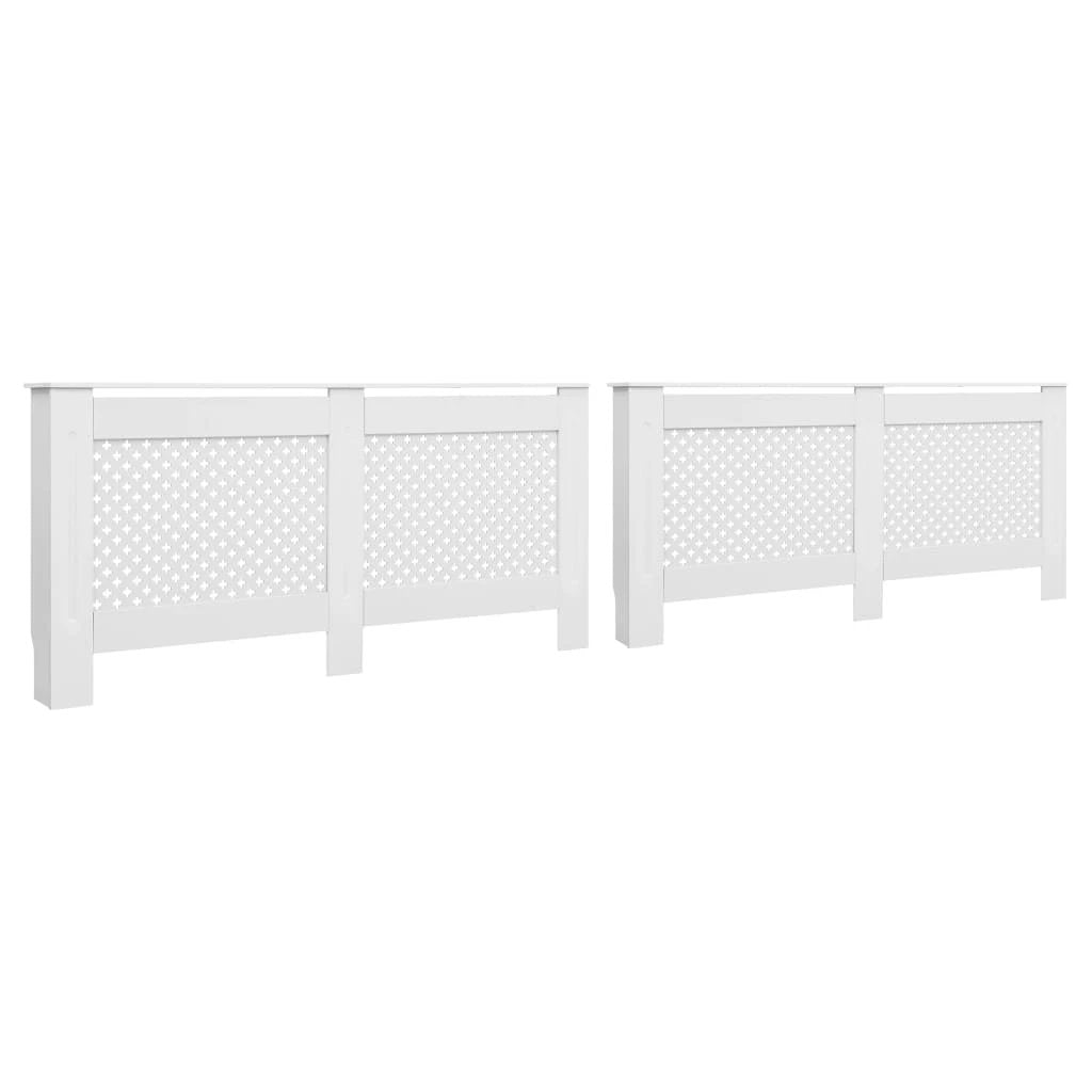 VidaXL MDF Radiator Cover White 205 cm Slatted Ventilated Cabinet For Living Room Decor by vidaXL