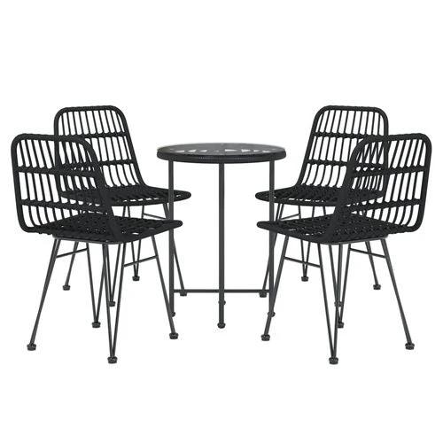 vidaXL VidaXL 5 Piece Garden Dining Set with Weather Resistant Poly Rattan for Stylish Outdoor Entertaining - Garden Set