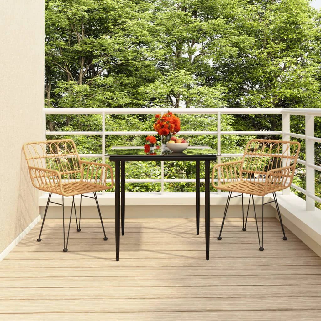 VidaXL Garden Dining Set Poly Rattan 3 Piece Weatherproof by vidaXL