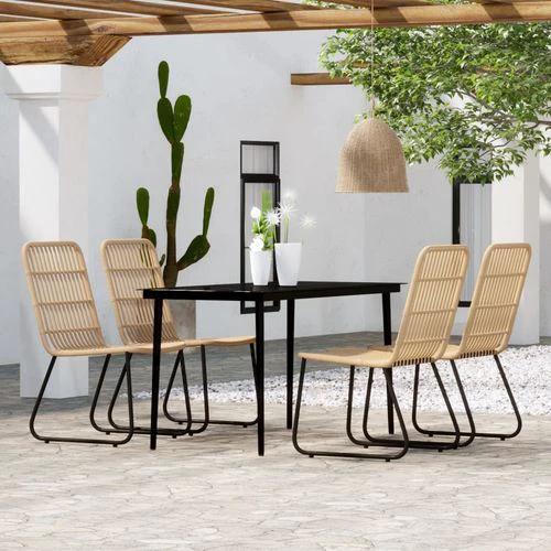 vidaXL 3 Piece Garden Dining Set with Sturdy Steel Frame and Easy Clean Glass Top for Outdoor Entertaining by vidaXL