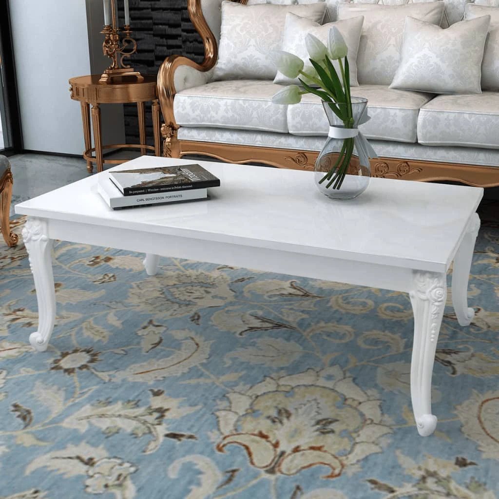 vidaXL Coffee Table 100x50x42 cm High Gloss White Durable Engineered Wood For Living Room Decor by vidaXL