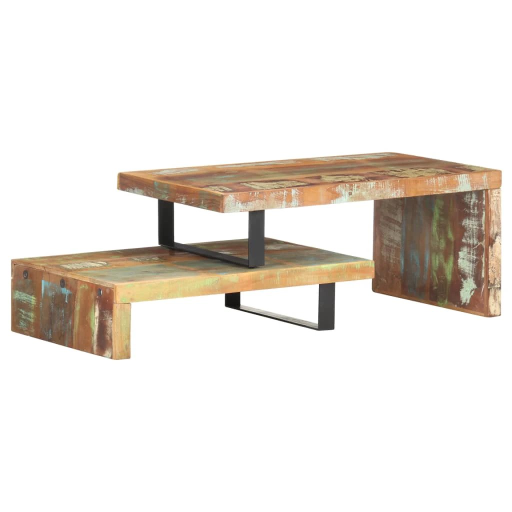 vidaXL Two Piece Coffee Table Set Solid Mango Wood Construction With Rustic Finish For Living Room Or Office by vidaXL