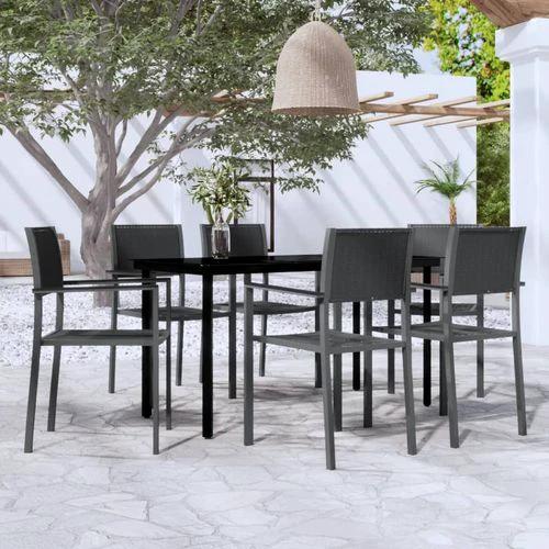 vidaXL VidaXL 5 Piece Garden Dining Set 80x80x74 cm Powder-Coated Steel Frame with Rattan Look Chairs for Outdoor Patio and Balcony - Garden Set