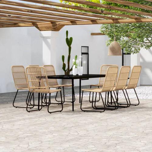 vidaXL 3 Piece Garden Dining Set with Sturdy Steel Frame and Easy Clean Glass Top for Outdoor Entertaining by vidaXL