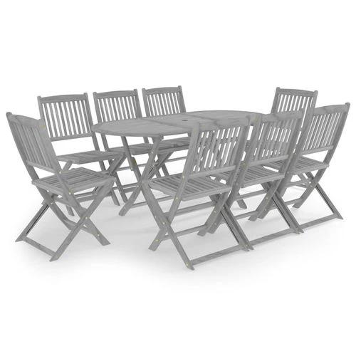 vidaXL vidaXL 7 Piece Garden Dining Set Solid Acacia Wood Grey - Garden Set