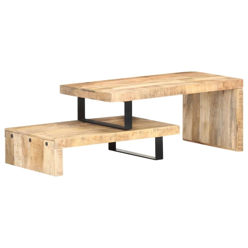 vidaXL Two Piece Coffee Table Set Solid Mango Wood Construction With Rustic Finish For Living Room Or Office by vidaXL