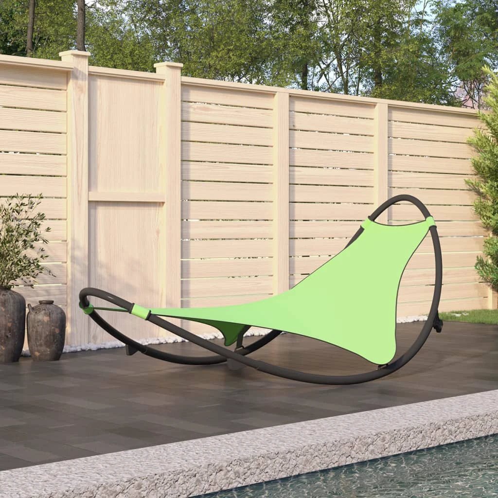 vidaXL vidaXL Rocking Sun Lounger with Wheels Steel & Textilene Fabric Black - Sun Lounger
