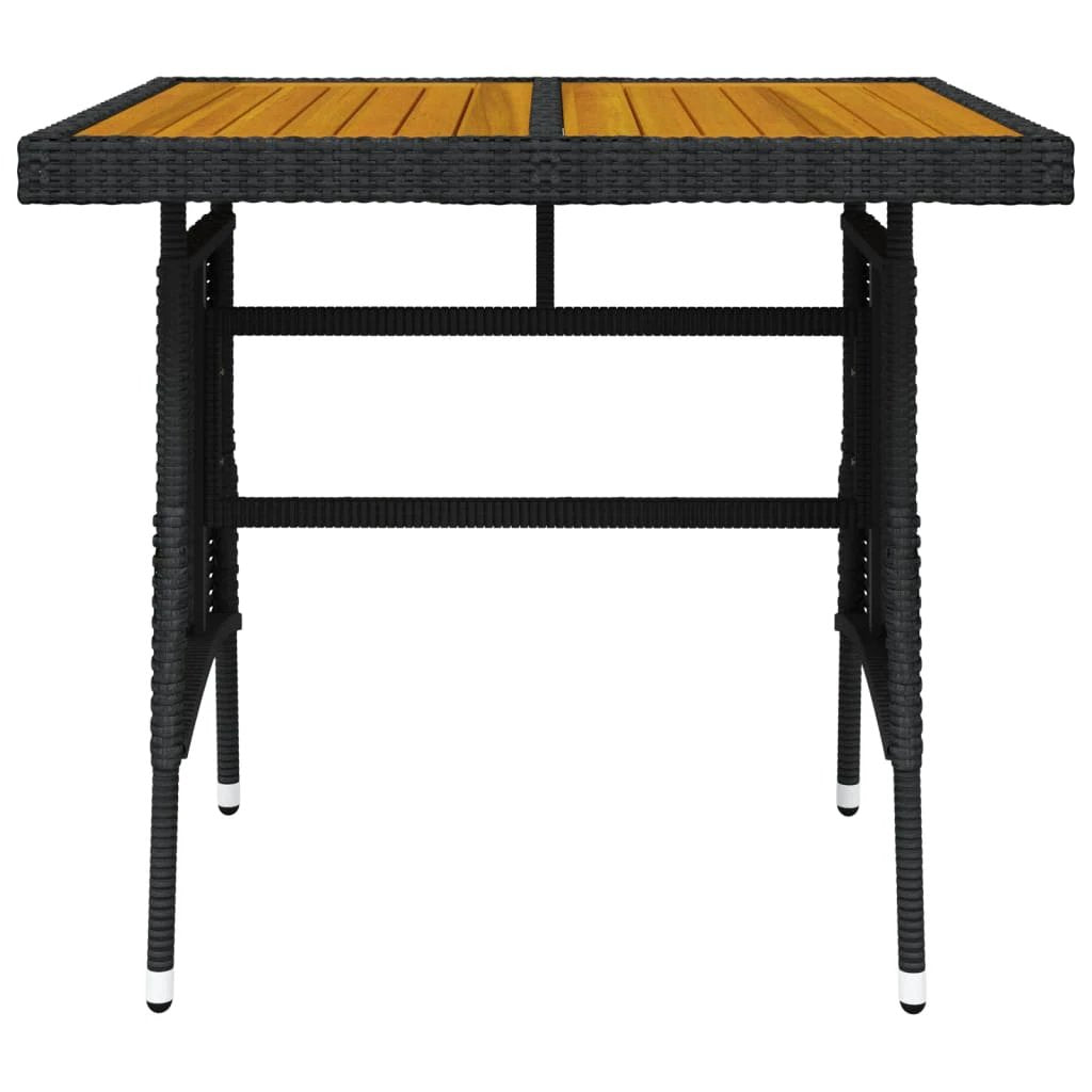 vidaXL Garden Table Black 70x70x72 cm Poly Rattan & Solid Acacia Wood by vidaXL