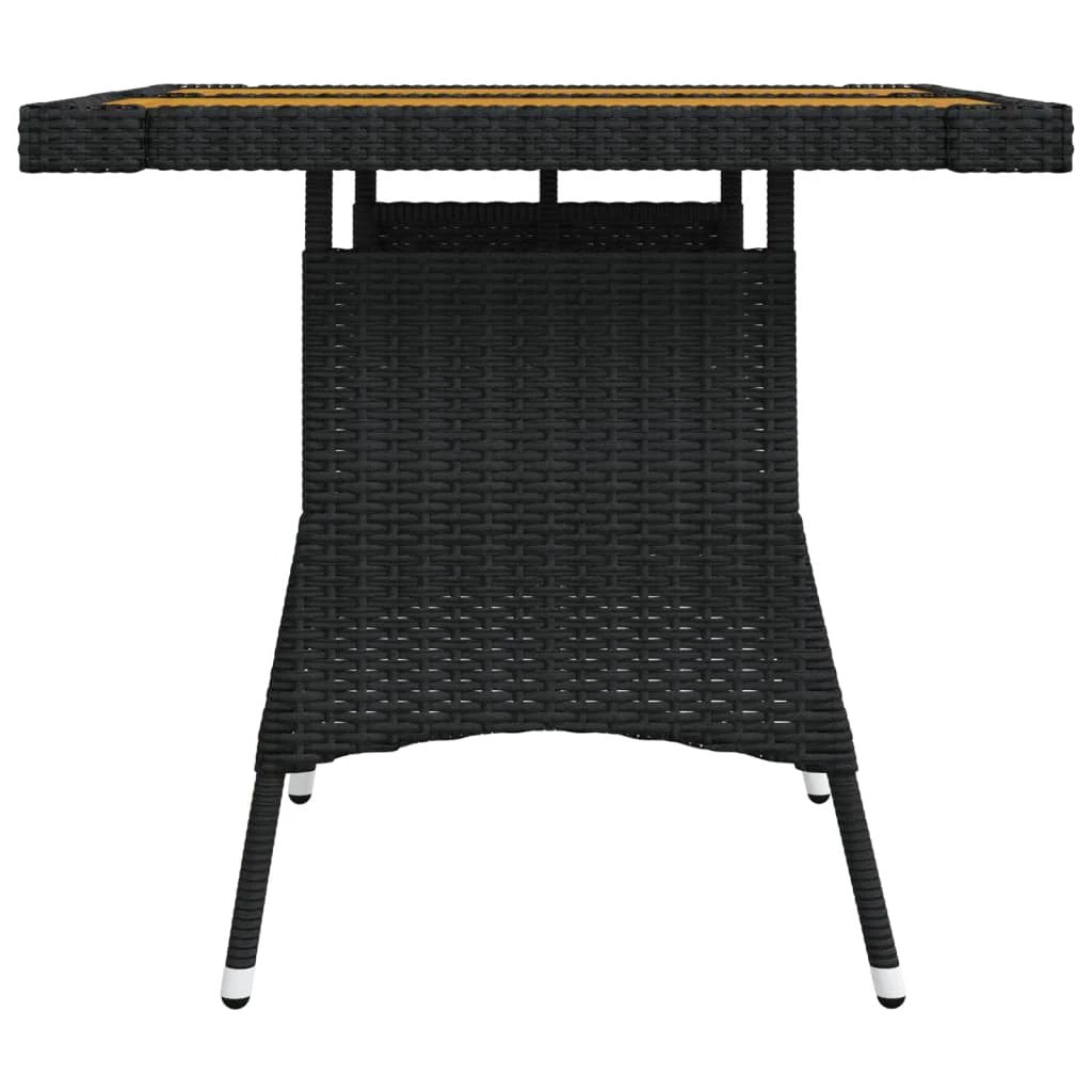 vidaXL Garden Table Black 70x70x72 cm Poly Rattan & Solid Acacia Wood by vidaXL