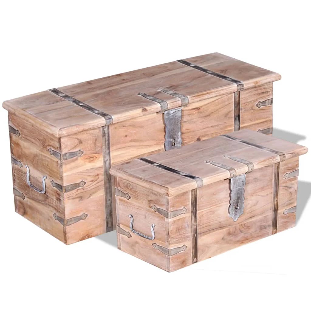 VidaXL Solid Wood Storage Chest Set Honey Finish by vidaXL