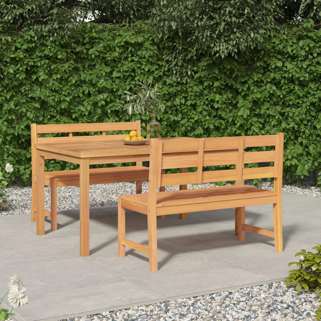 vidaXL VidaXL Garden Dining Set Three-Piece Compact Teak Solid Wood Kiln-Dried Finish For Outdoor Patio - Garden Set