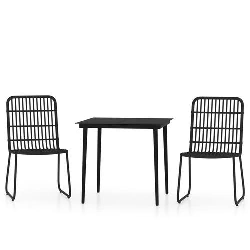 vidaXL 3 Piece Garden Dining Set with Sturdy Steel Frame and Easy Clean Glass Top for Outdoor Entertaining by vidaXL