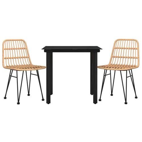 vidaXL vidaXL 3 Piece Garden Dining Set with Weather Resistant PE Rattan for Outdoor Dining Enthusiasts - Garden Set