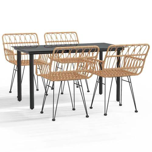 vidaXL vidaXL 7 Piece Garden Dining Set with Weather Resistant Poly Rattan for Outdoor Entertaining - Garden Set