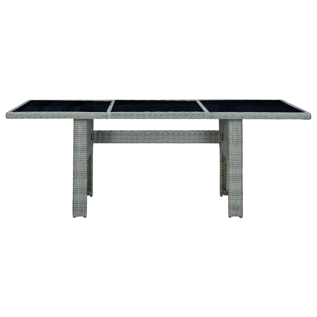 vidaXL vidaXL Garden Table Dark Grey Poly Rattan and Tempered Glass - Uncategorized Garden Table