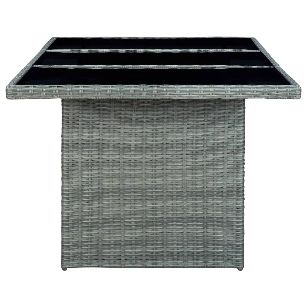 vidaXL vidaXL Garden Table Dark Grey Poly Rattan and Tempered Glass - Uncategorized Garden Table