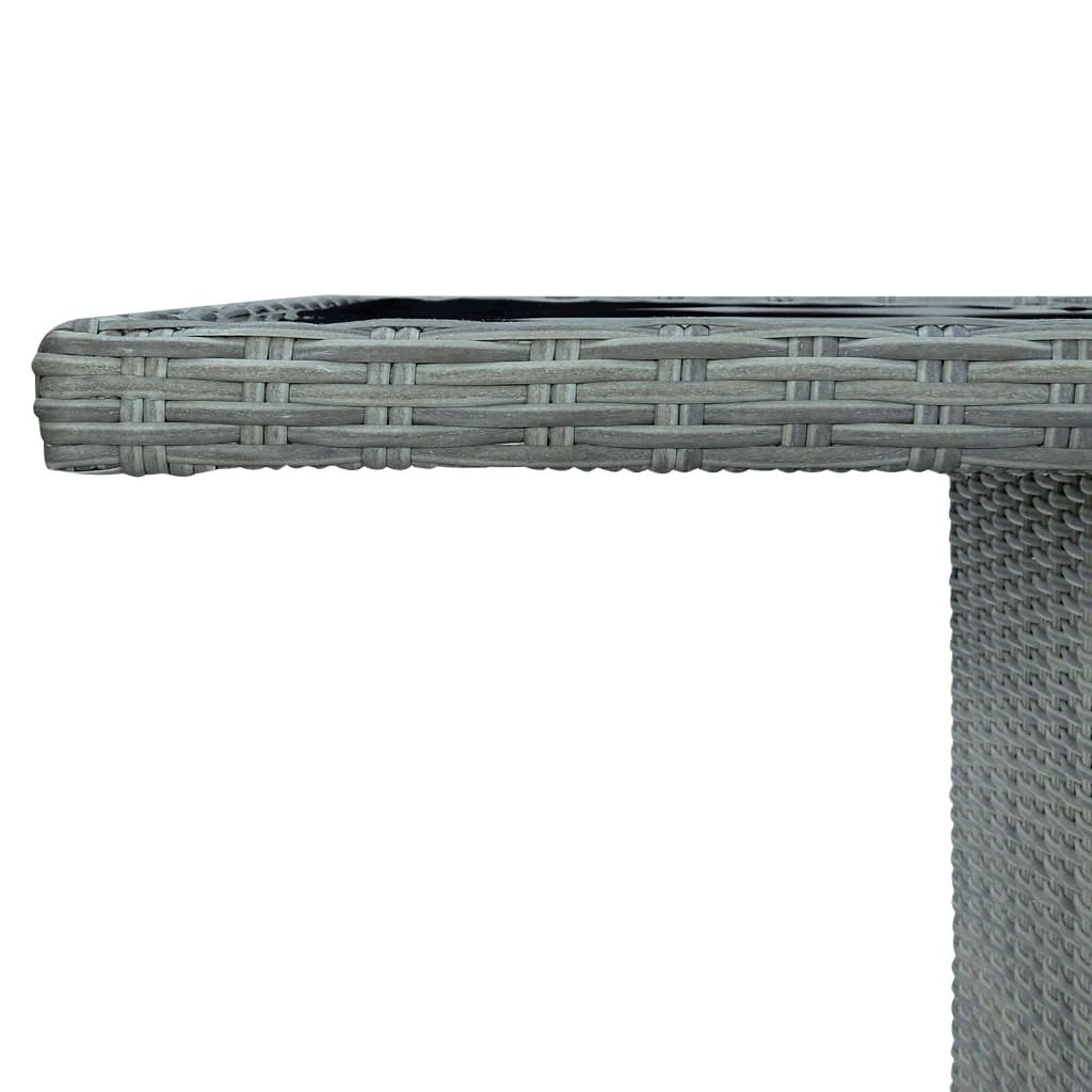 vidaXL vidaXL Garden Table Dark Grey Poly Rattan and Tempered Glass - Uncategorized Garden Table