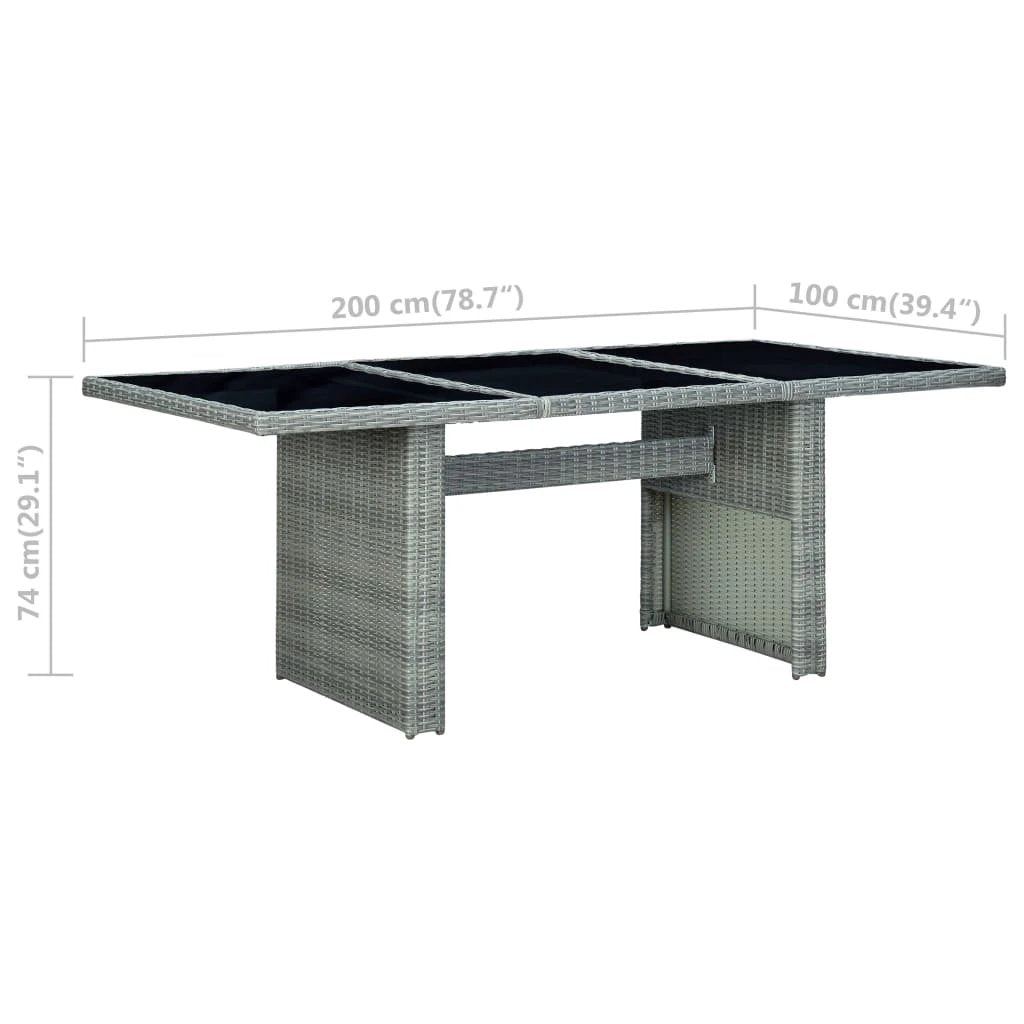 vidaXL vidaXL Garden Table Dark Grey Poly Rattan and Tempered Glass - Uncategorized Garden Table