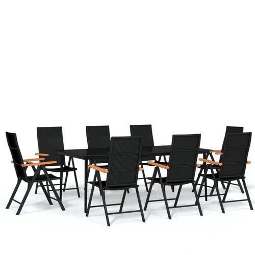 vidaXL 5 Piece Garden Dining Set Black and Brown Poly Rattan by vidaXL