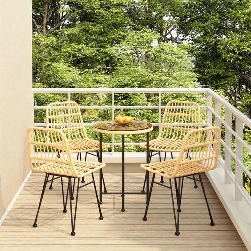 vidaXL VidaXL 5 Piece Garden Dining Set with Weather Resistant Poly Rattan for Stylish Outdoor Entertaining - Garden Set