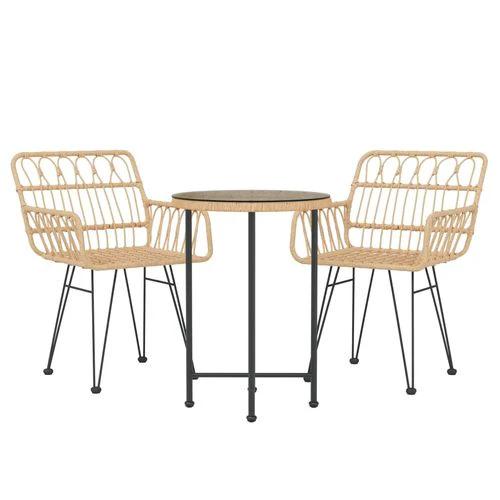 vidaXL 3 Piece Garden Dining Set with Weather Resistant Poly Rattan for Outdoor Entertaining by vidaXL