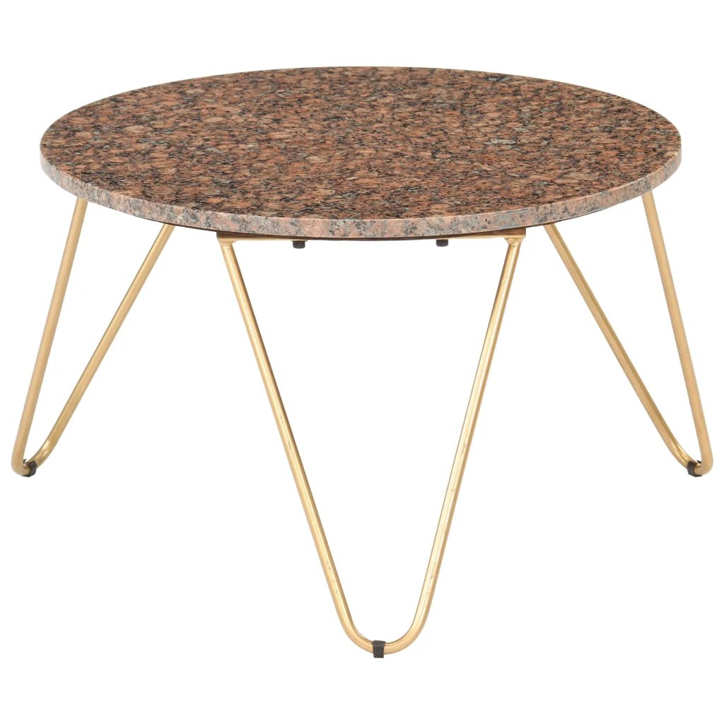 vidaXL VidaXL Coffee Table 40x40x40 cm Real Stone Marble Texture Powder Coated Iron Frame for Living Room Decor - Coffee Table