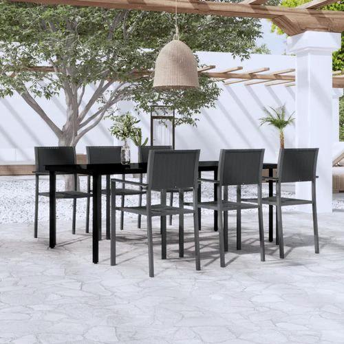 vidaXL VidaXL 5 Piece Garden Dining Set 80x80x74 cm Powder-Coated Steel Frame with Rattan Look Chairs for Outdoor Patio and Balcony - Garden Set