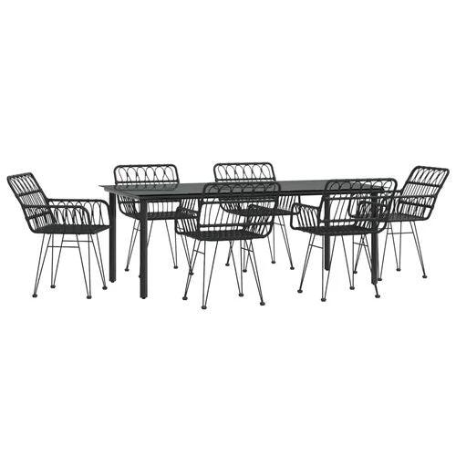 vidaXL 7 Piece Garden Dining Set with Weather Resistant Poly Rattan for Outdoor Entertaining by vidaXL