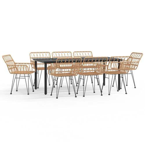 vidaXL 7 Piece Garden Dining Set with Weather Resistant Poly Rattan for Outdoor Entertaining by vidaXL