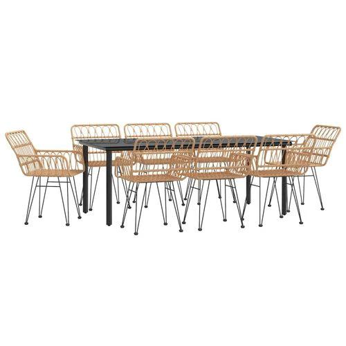 vidaXL 7 Piece Garden Dining Set with Weather Resistant Poly Rattan for Outdoor Entertaining by vidaXL