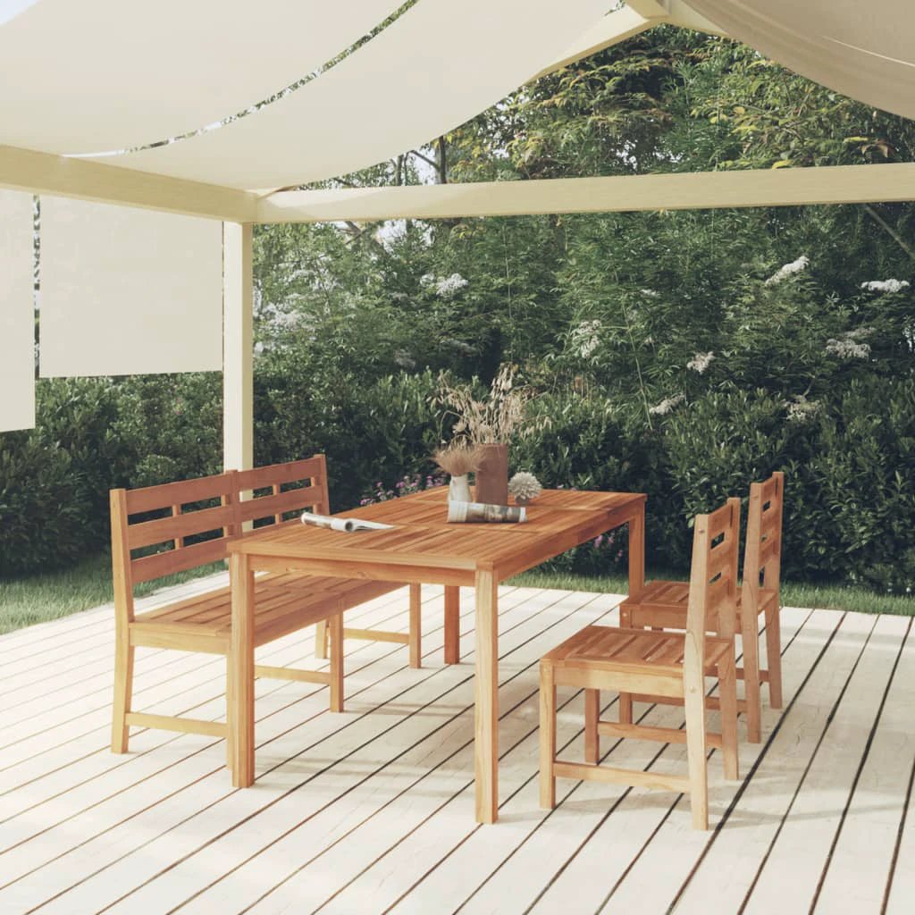 vidaXL VidaXL Garden Dining Set Three-Piece Compact Teak Solid Wood Kiln-Dried Finish For Outdoor Patio - Garden Set