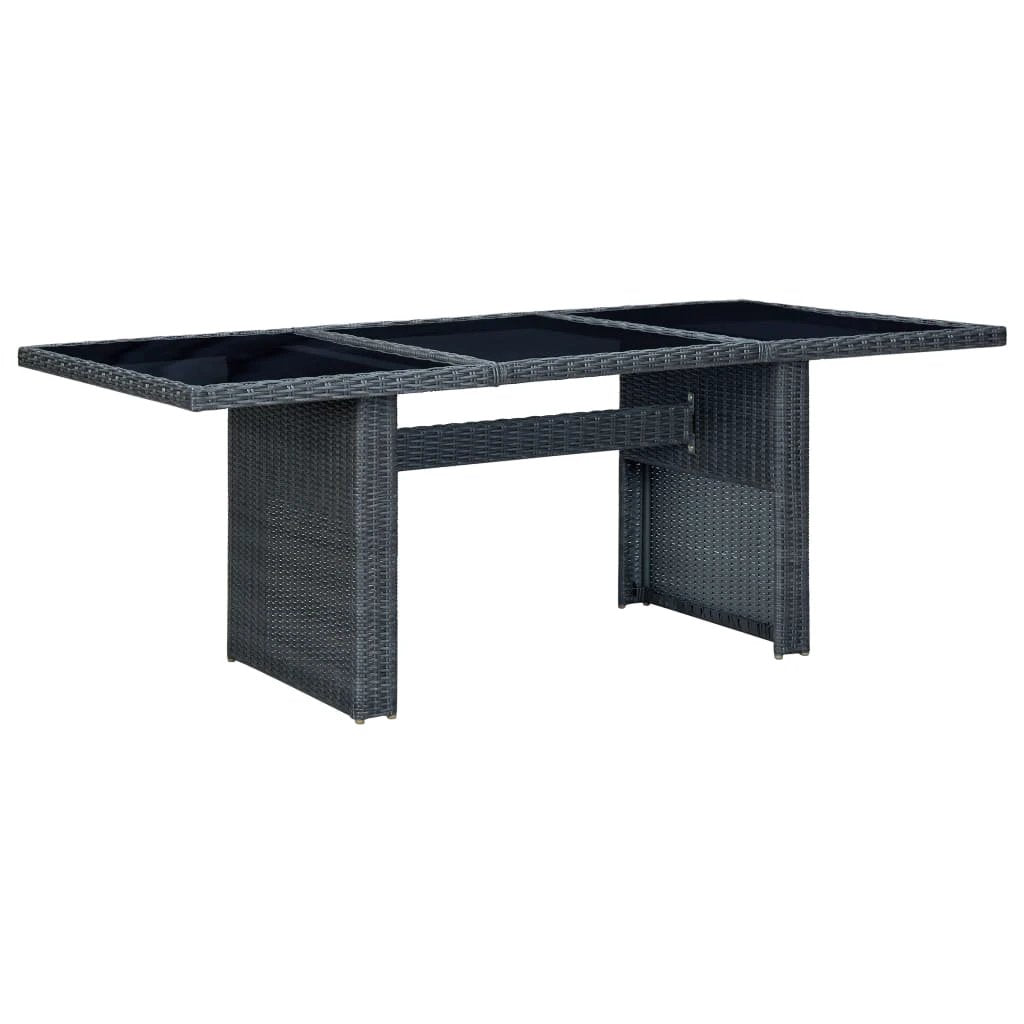 vidaXL Garden Table Dark Grey Poly Rattan and Tempered Glass by vidaXL
