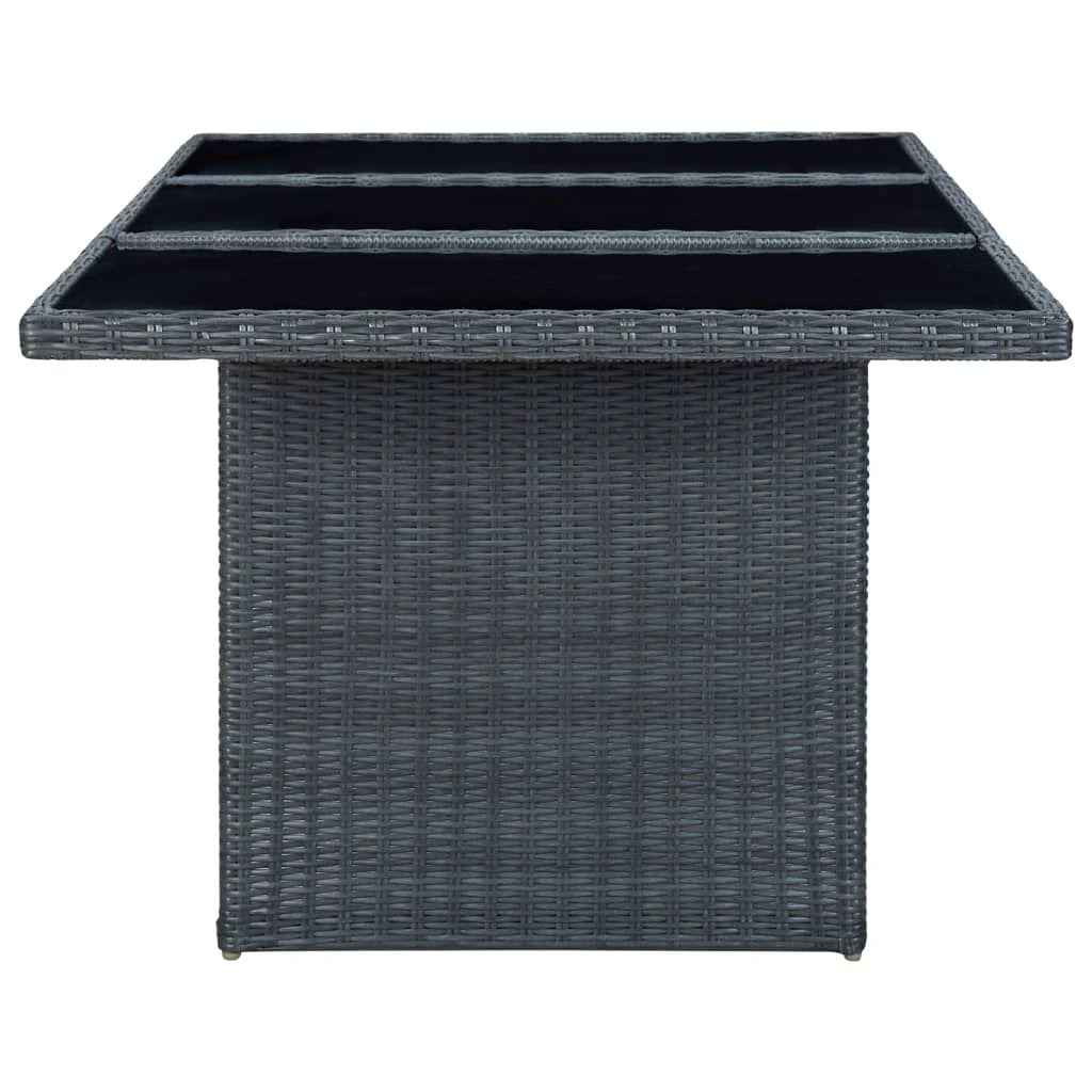 vidaXL Garden Table Dark Grey Poly Rattan and Tempered Glass by vidaXL
