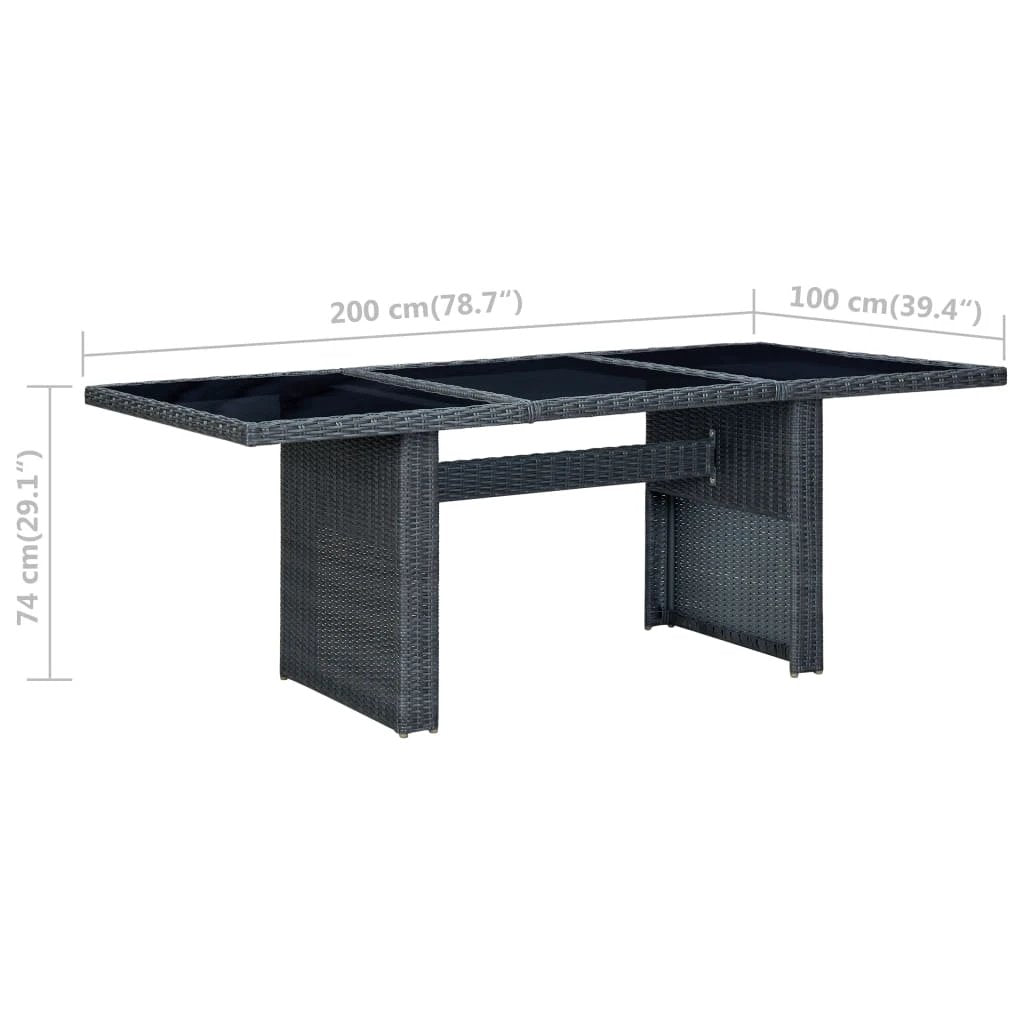 vidaXL Garden Table Dark Grey Poly Rattan and Tempered Glass by vidaXL