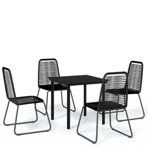 vidaXL 5 Piece Garden Dining Set 160x80x74 cm Weather-Resistant Black Outdoor Furniture for Patio and Backyard by vidaXL