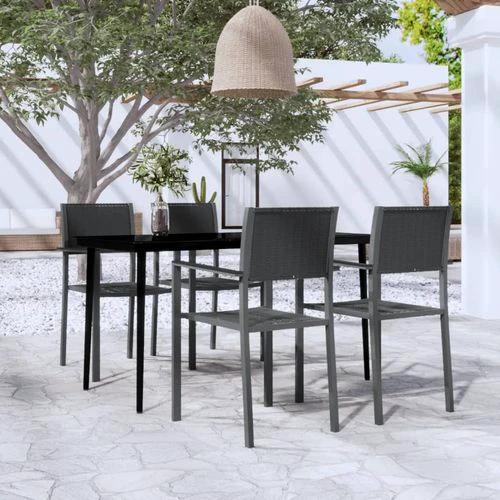 vidaXL vidaXL 5 Piece Garden Dining Set with Sturdy Steel Frame and Smooth Glass Top for Stylish Outdoor Gatherings - Garden Set