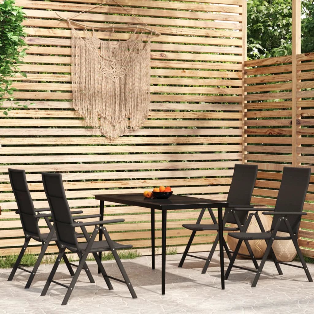 vidaXL VidaXL 5 Piece Garden Dining Set Black Poly Rattan Weather-Resistant Outdoor Furniture for Patio - Garden Set