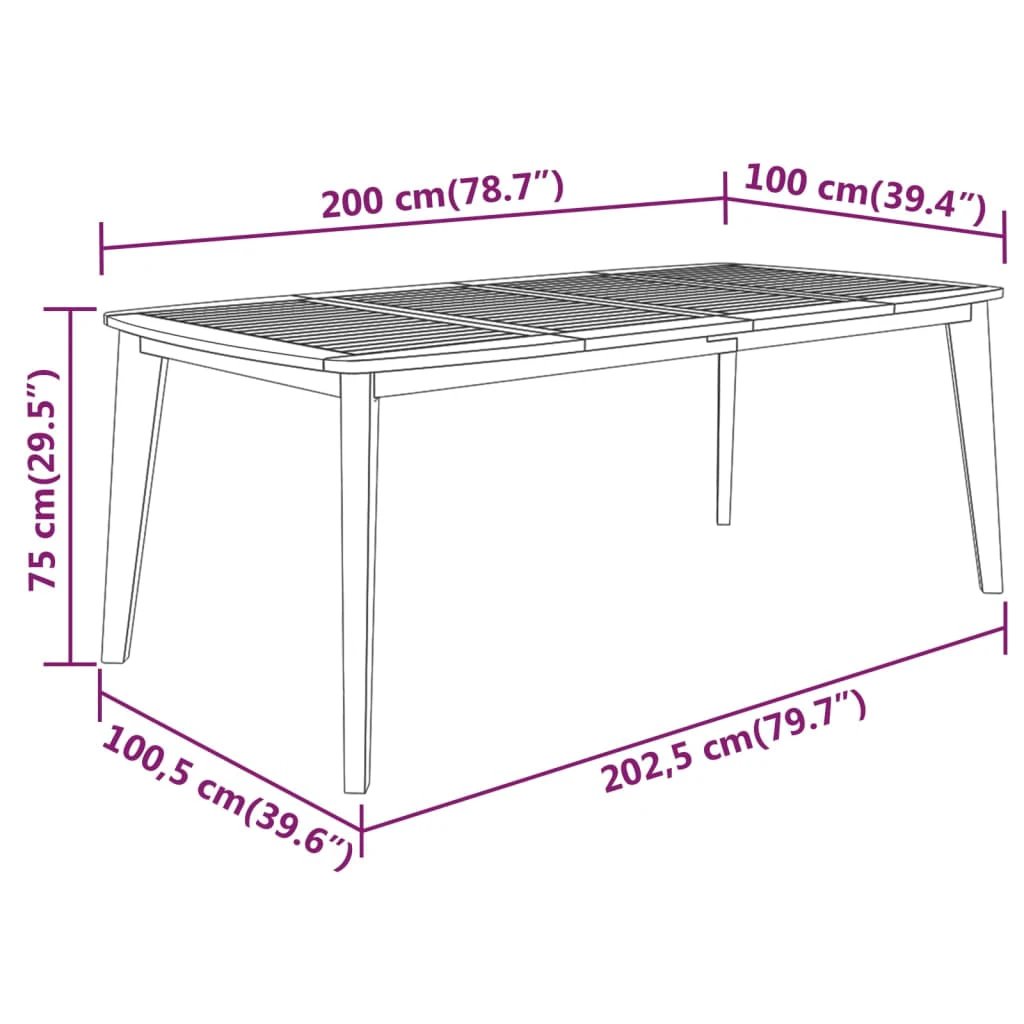 vidaXL Garden Table 160x90x75 cm Solid Wood Acacia by vidaXL