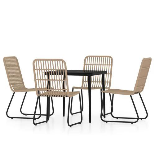 vidaXL vidaXL 3 Piece Garden Dining Set with Sturdy Steel Frame and Easy Clean Glass Top for Outdoor Entertaining - Garden Set