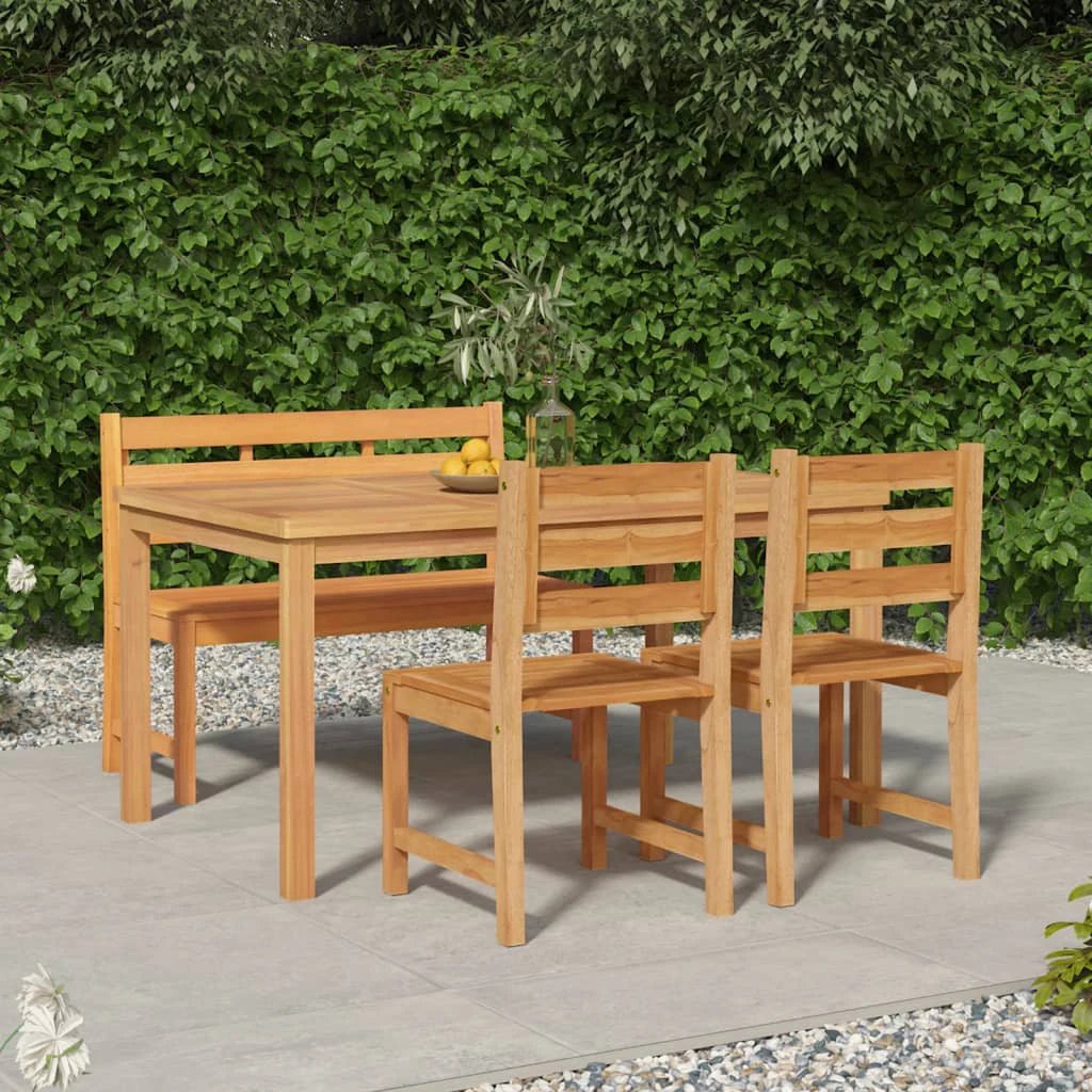 vidaXL VidaXL Garden Dining Set Three-Piece Compact Teak Solid Wood Kiln-Dried Finish For Outdoor Patio - Garden Set