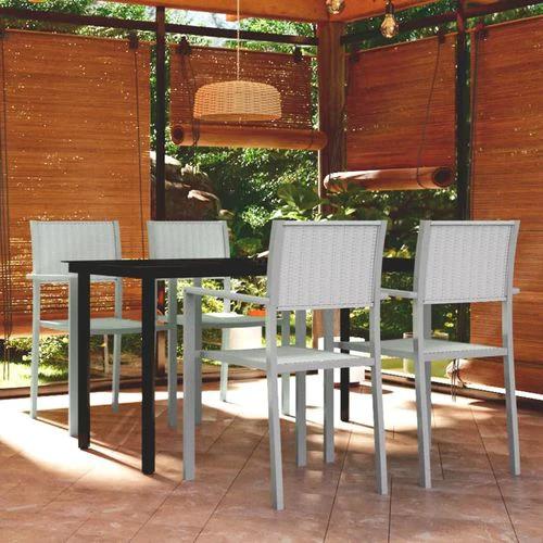 vidaXL VidaXL 5 Piece Garden Dining Set 80x80x74 cm Powder-Coated Steel Frame with Rattan Look Chairs for Outdoor Patio and Balcony - Garden Set