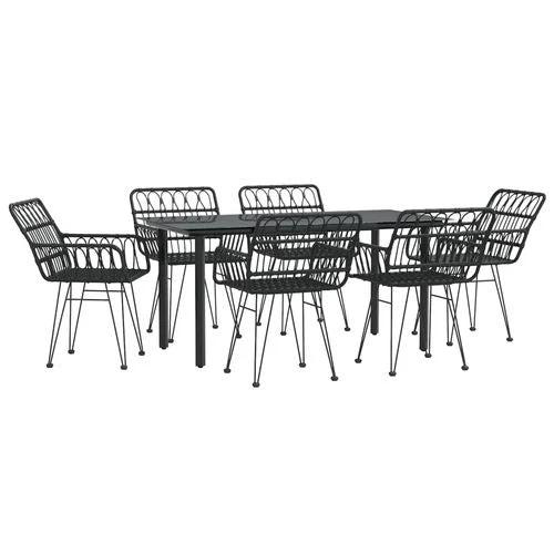 vidaXL vidaXL 7 Piece Garden Dining Set with Weather Resistant Poly Rattan for Outdoor Entertaining - Garden Set
