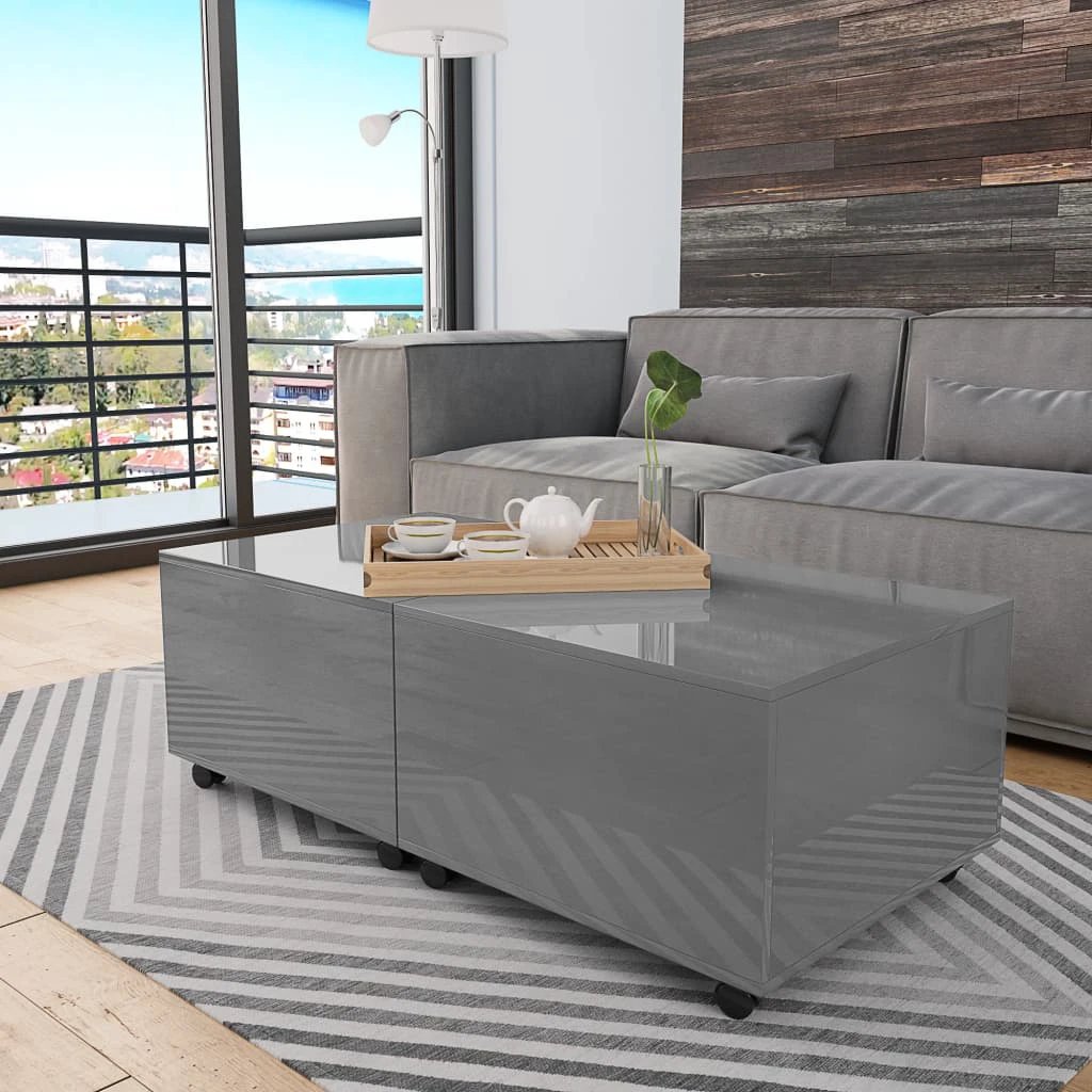 vidaXL Coffee Table 60x60x35 cm High Gloss Engineered Wood Surface for Living Room by vidaXL