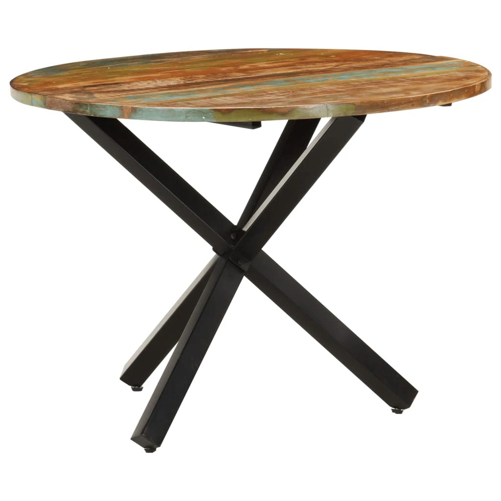 VidaXL Dining Table 160x90x75 cm Rough Mango Wood Powder Coated Steel Base for Family Dining by vidaXL