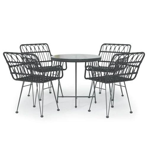 vidaXL 5 Piece Garden Dining Set with Weather Resistant Poly Rattan for Outdoor Entertaining by vidaXL