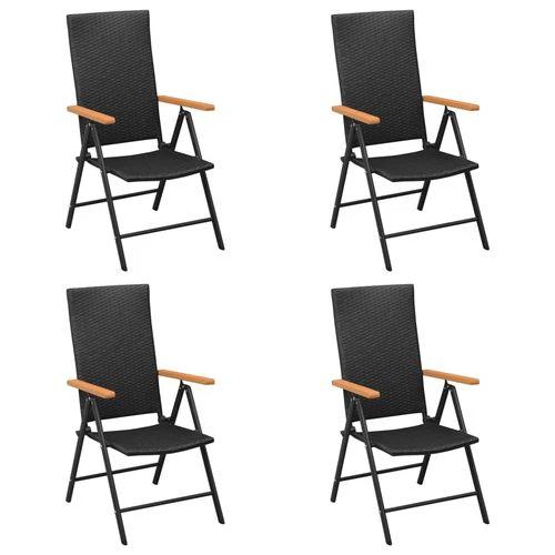 vidaXL 5 Piece Garden Dining Set Black and Brown Poly Rattan by vidaXL