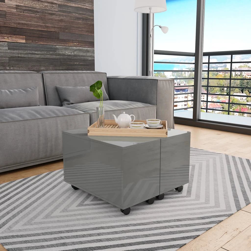 vidaXL Coffee Table 60x60x35 cm High Gloss Engineered Wood Surface for Living Room by vidaXL