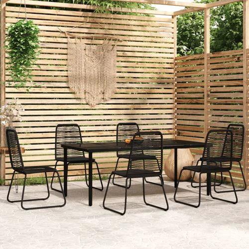 vidaXL 5 Piece Garden Dining Set 160x80x74 cm Weather-Resistant Black Outdoor Furniture for Patio and Backyard by vidaXL