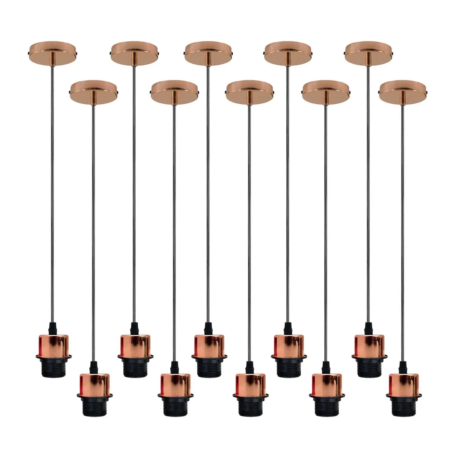 Un-branded 10 Pack Industrial Rose Gold Pendant Light, Lampshade Addable E27 Lamp Holder Light, - Pendant Lights